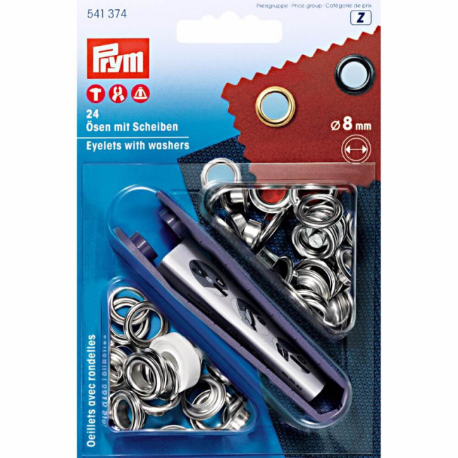 PRYM ÖSEN UND SCHEIBEN 8MM SILBER - 24STK